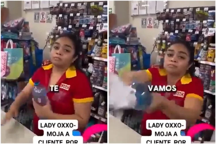 VIDEO VIRAL: Lady OXXO niega cobro y arroja agua a cliente, desatando polémica en redes sociales