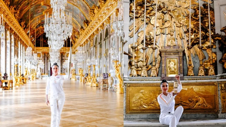 Salma Hayek ilumina el Palacio de Versalles con la antorcha olímpica