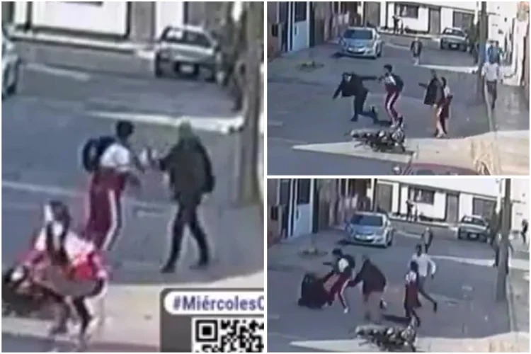 ¡Tremenda golpiza captada en VIDEO! Jóvenes estudiantes le dan su merecido a ladrón en plena calle