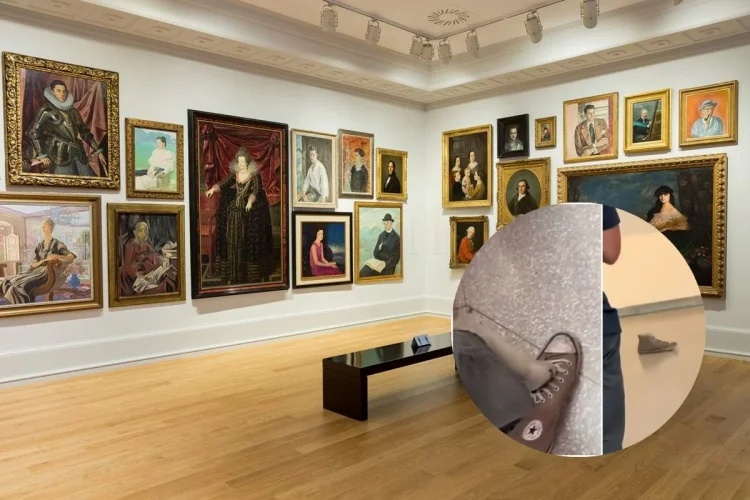 VIDEO VIRAL: Joven hace broma y confunde a visitantes de museo al exponer su propio zapato como arte