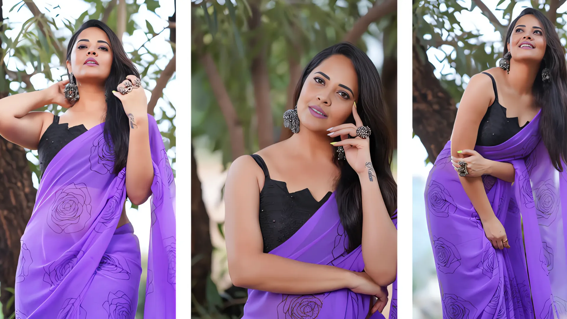 Anasuya Bharadwaj: ¡Un Saree Morado que Roba Miradas! Y su Protagonismo en "Pushpa 2"