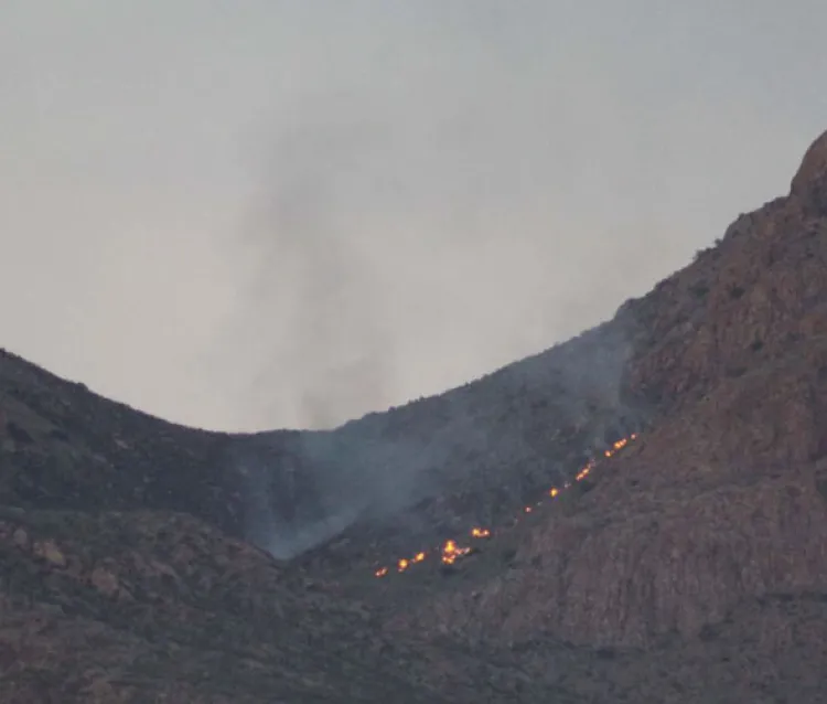 Incendio forestal  sin control frente a  Douglas, Arizona