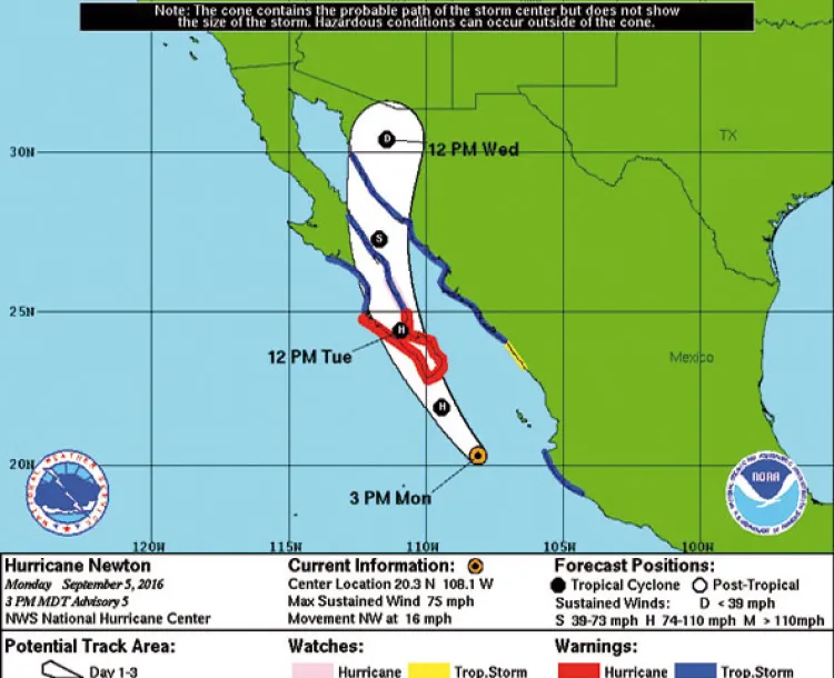 Alerta por huracán Newton