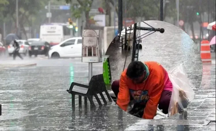 VIDEO VIRAL: Hombre lava ropa con agua de lluvia y en plena calle en CDMX