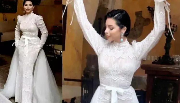 Los tres vestidos de novia que uso Ángela Aguilar y cautivaron en su boda con Nodal