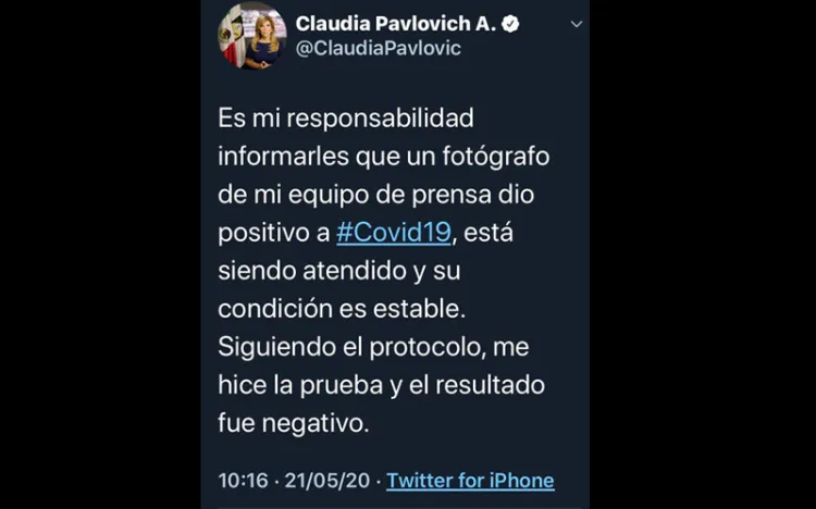 Fotógrafo de la gobernadora Pavlovich da positivo a Covid-19