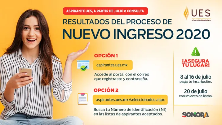 Publica UES resultados del proceso de nuevo ingreso 2020