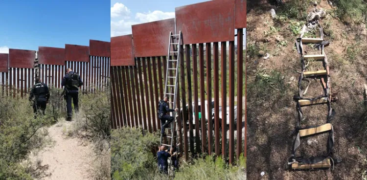 Retiran escalera en muro fronterizo