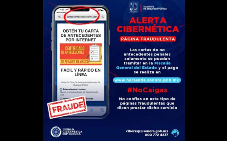 ¡Aguas! Página fraudolenta de cartas de no antecedentes penales