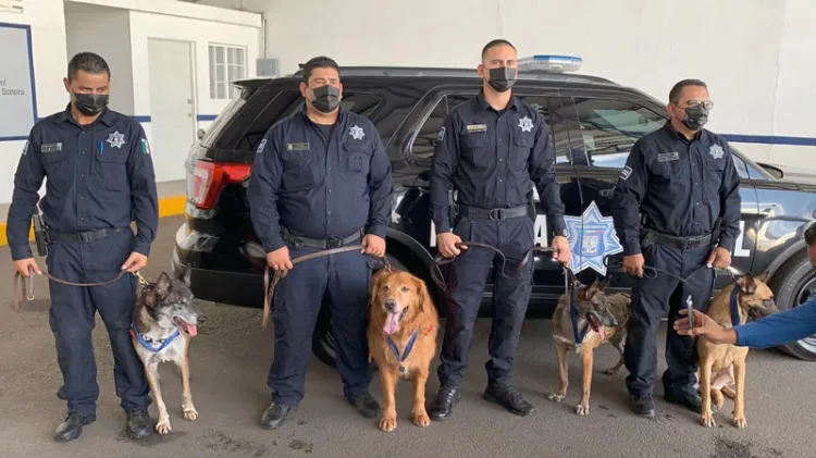 Con honores se jubilan oficiales caninos de la Policía Estatal