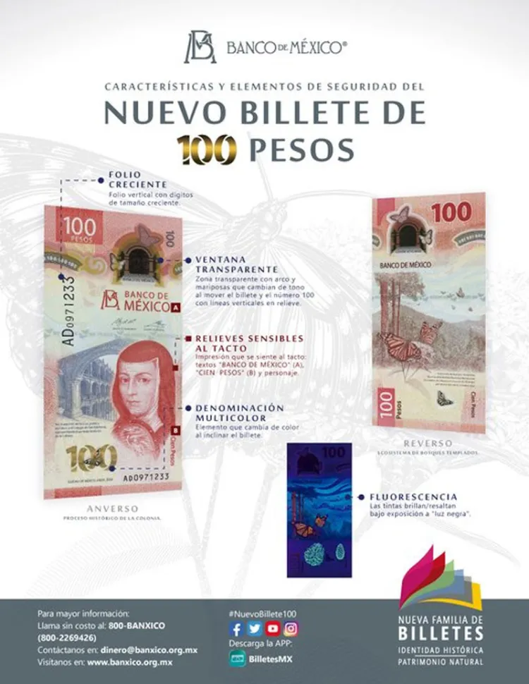 Así luce el nuevo billete de 100 pesos con Sor Juana Inés de la Cruz