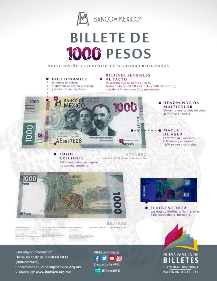 Así luce el nuevo billete de mil pesos en honor a la Revolución