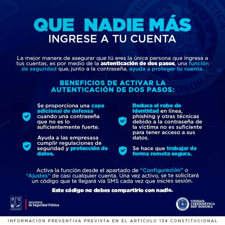 Llaman a utilizar doble factor de protección ante “hackeo”