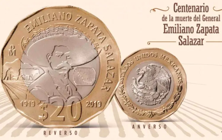 Lanzan nueva moneda de 20 pesos con Emiliano Zapata