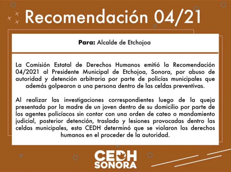 CEDH emite recomendación