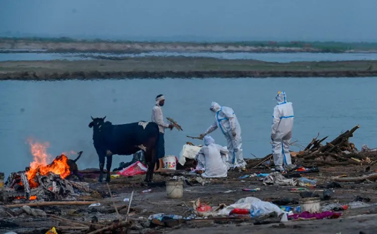 Hallan al menos 40 cadáveres de posibles víctimas de covid-19 en río Ganges, en India