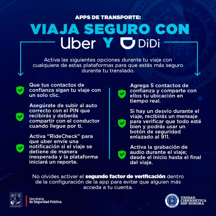 Hace unidad cibernética de la SSP recomendaciones para uso de Uber y Didi