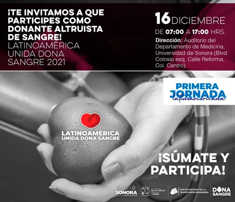 Participará Sonora en la Primera Jornada de Donación de Sangre