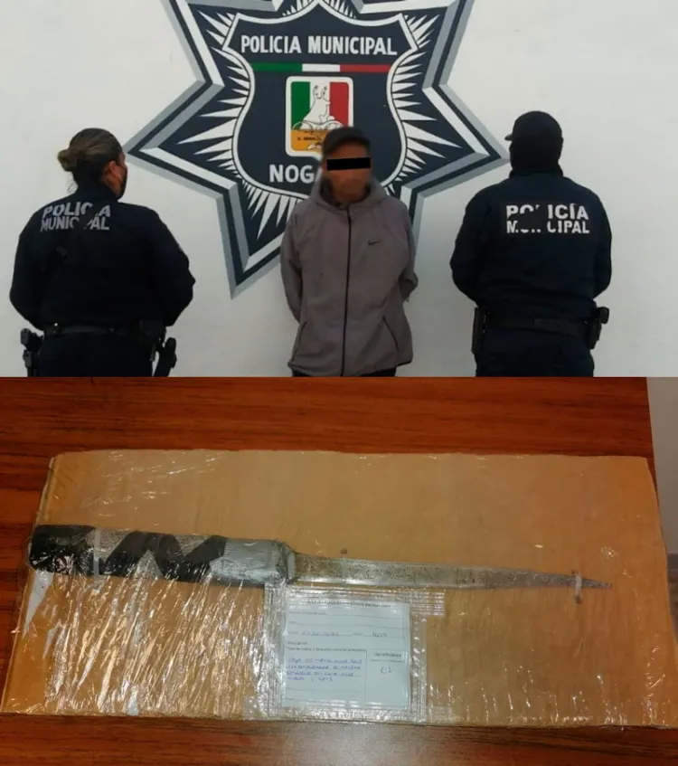 Detienen policías a sujeto en posesión de un cuchillo