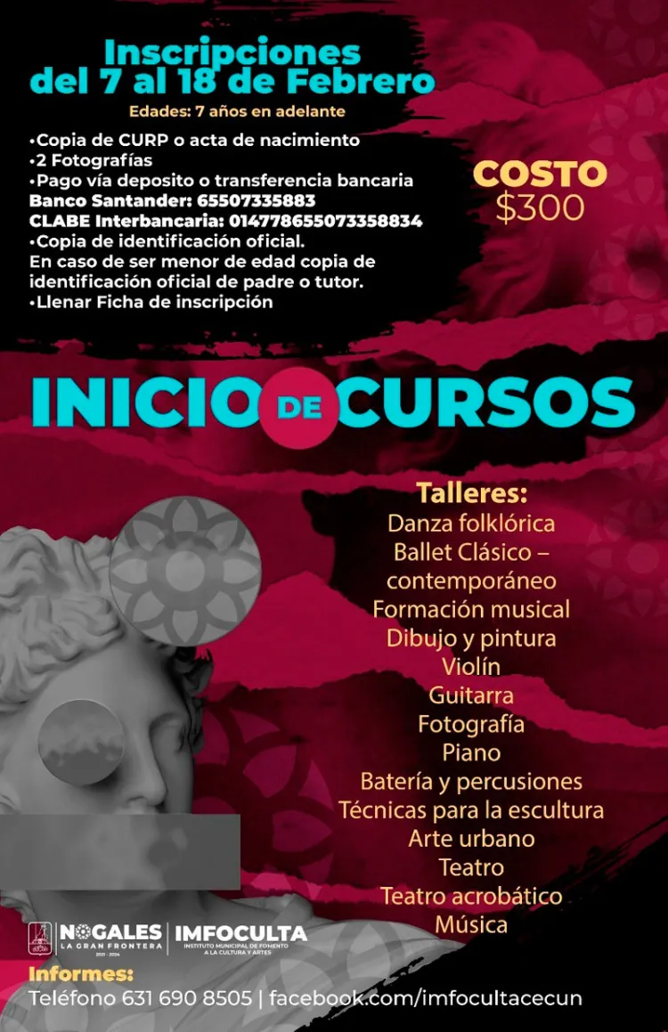 Oferta Imfoculta talleres en disciplinas artísticas