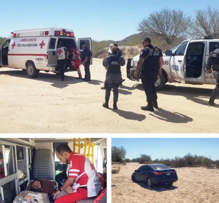 Rescatan a jóvenes atascados en el desierto de Caborca