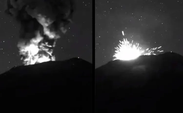 Registran explosión del volcán Popocatépetl