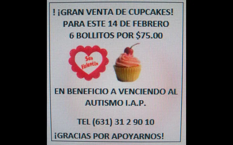 Alista Venciendo al Autismo venta cupcakes