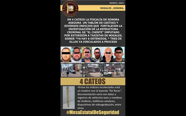 Realizan cateos por extorsiones a taxistas de Nogales