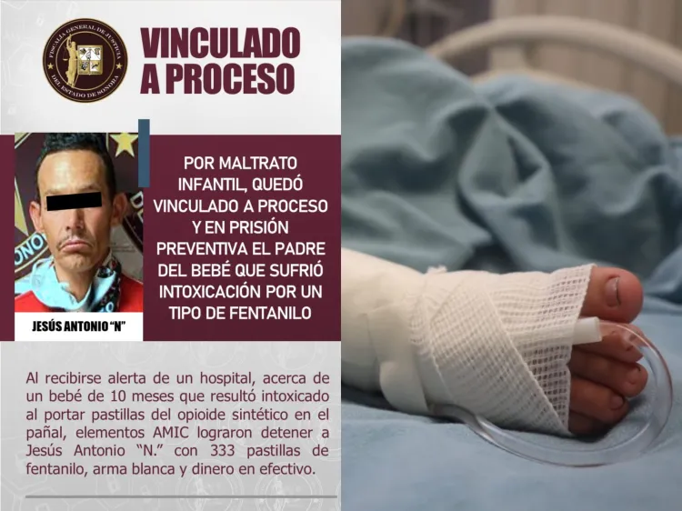 Dictan prisión preventiva a padre de menor intoxicado por fentanilo