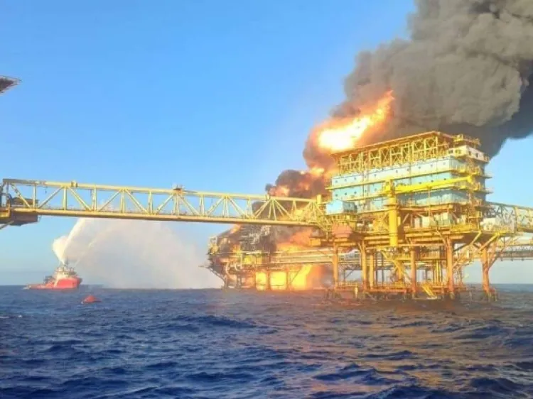 Heridos y desaparecidos tras explosión e incendio en plataforma de Pemex