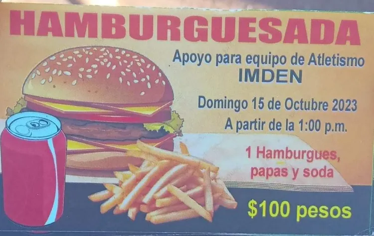 Alistan “hamburguesada” en apoyo a equipo de atletismo