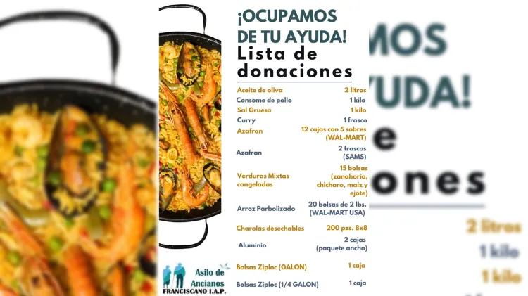 Solicita asilo de ancianos patrocinadores para venta de paella