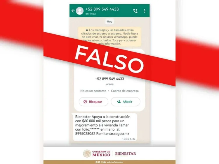 Alerta Secretaría del Bienestar por fraude a través de Whatsapp